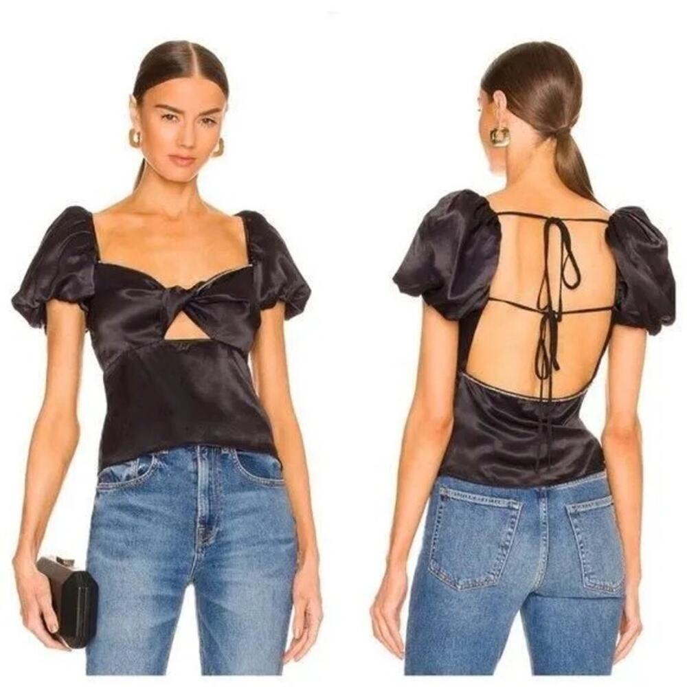 LPA Carmen Satin Top in Black Medium M